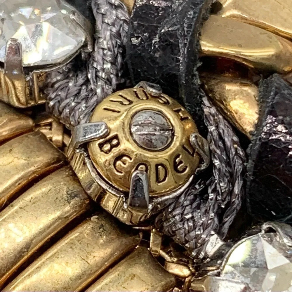 Henri Bendel Leather Crystal Snap Cuff Bracelet - Picture 3 of 9